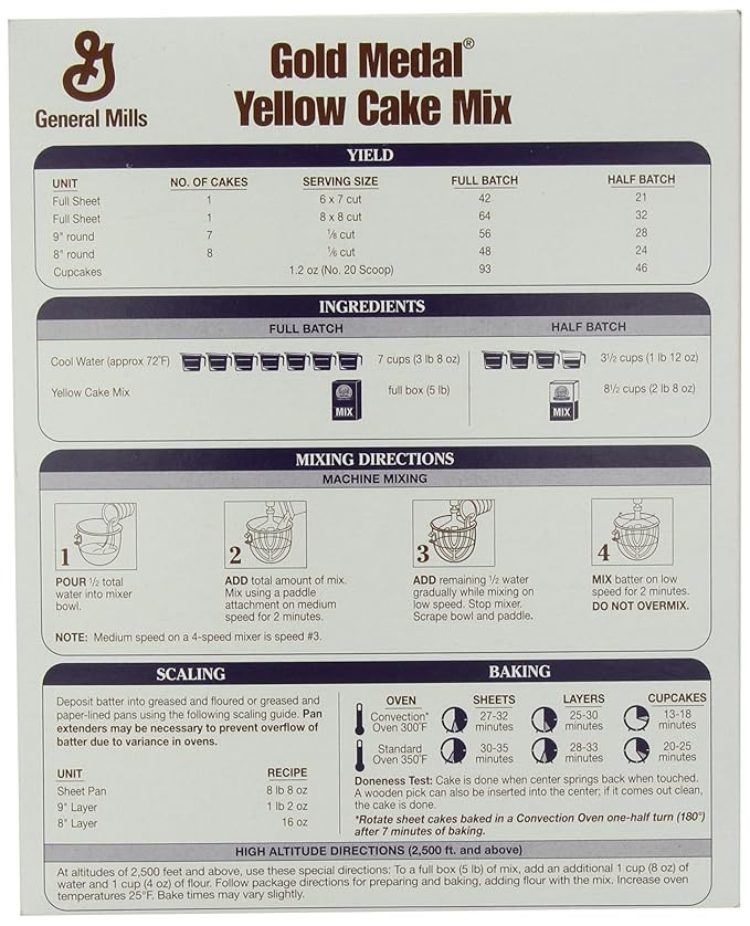GeneralMills LR/D GOLD MEDAL YELLOW CAKE MIXES 6 CASE 5 POUND 5-pounds