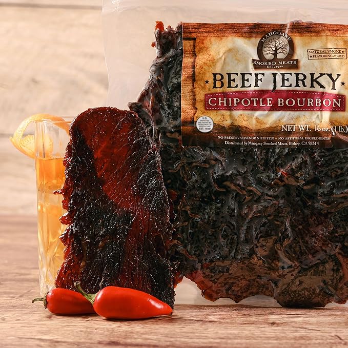 Mahogany Smoked Meats: Chipotle Bourbon Beef Jerky - 16oz