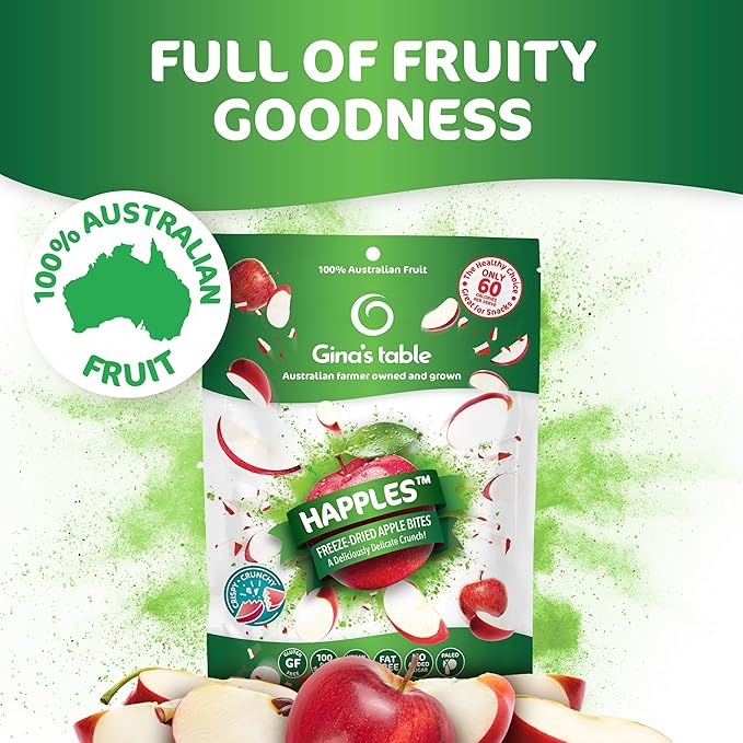 Happles Freeze Dried Apples – 100% Natural No Added Sugar Healthy Low Calorie Apple Crisps Snack for Adults &amp Kids Gluten Free No Artificial Flavours (10 Pack)