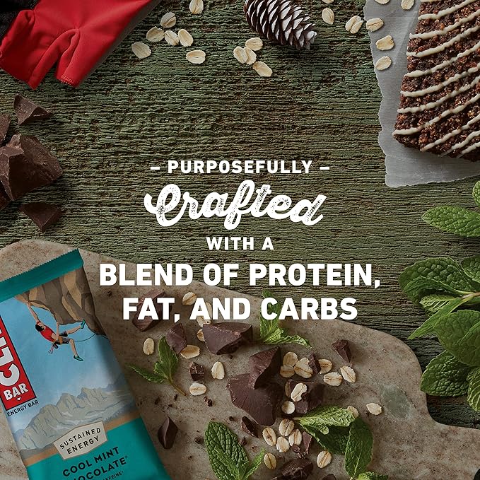 CLIF BARS - Energy Bars - Cool Mint Chocolate - With Caffeine - Made with Organic Oats - Plant Based Food - Vegetarian - Kosher (2.4 Ounce Protein Bars 12 Count) Packaging May Vary