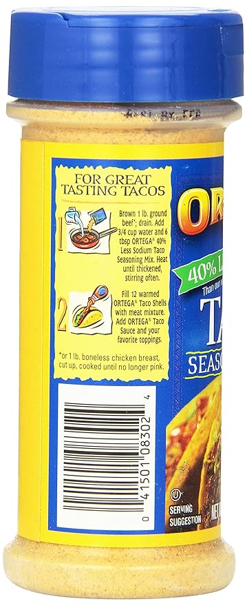 Ortega Seasoning Mix Reduced Sodium Taco 4.3 Ounce (Pack of 12)