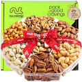 NUT CRAVINGS - Easter Mixed Nuts Gift Basket + Heart Ribbon (7 Assortments) Ramadan Gifts Saint Patrick's Day Treats for Adults Food Arrangement Healthy Snack Care Package Kosher