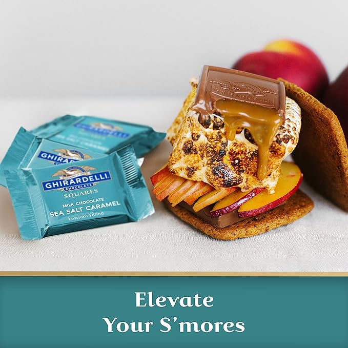 GHIRARDELLI Milk Chocolate Sea Salt Caramel SQUARES 5.3 oz Bag (Pack of 6) – Individually Wrapped Chocolate Candy
