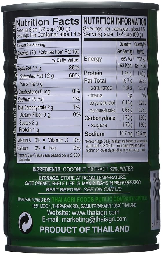 AROY-D Coconut Milk 13.5 Oz Can (Pack of 6)