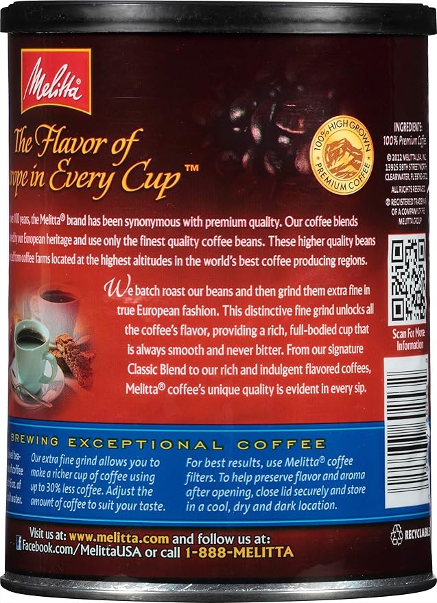Melitta Classic Blend Medium Roast Ground Coffee 23-Ounce Cans (Pack of 2)
