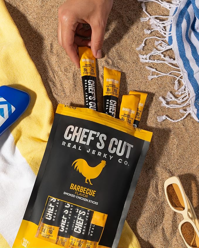 Chef’s Cut Real Chicken Snack Sticks | High Protein Meat Snack Sticks with 8g Protein &amp 70 Calories Gluten Free Keto-Friendly | Barbecue Flavor | 1 oz Stick (12-Count Bag) Individually Wrapped