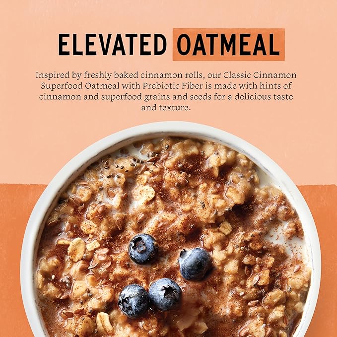 Purely Elizabeth Classic Cinnamon Superfood Oatmeal with Prebiotic Fiber Gluten Free &amp Non-GMO 9.12 Oz (Pack of 6) (6 Pack Classic Cinnamon)