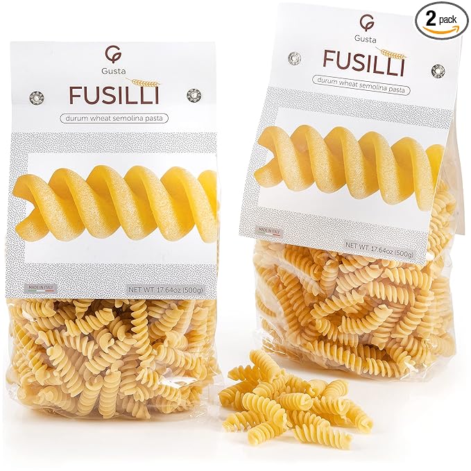 Gusta Rotini Fusilli Pasta - Premium Italian Pasta from Italy - Durum Wheat Semolina Organic Al Dente Pasta - Non-GMO &amp Gourmet Pasta - Family Owned Brand - 17.64oz / 500g (2 Pack)