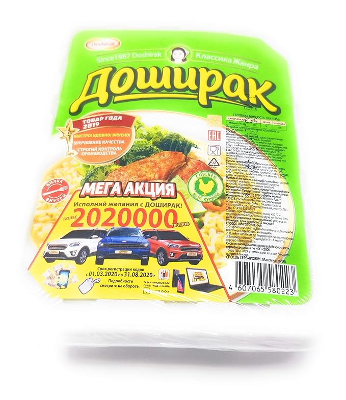 Paldo DOSHIRAK Oriental Style Noodle 90 grams Made in Russia (Chicken Mild 6 packs)