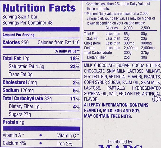 Snickers Single Bar Chocolate Candy 48 bars of 1.86oz each.