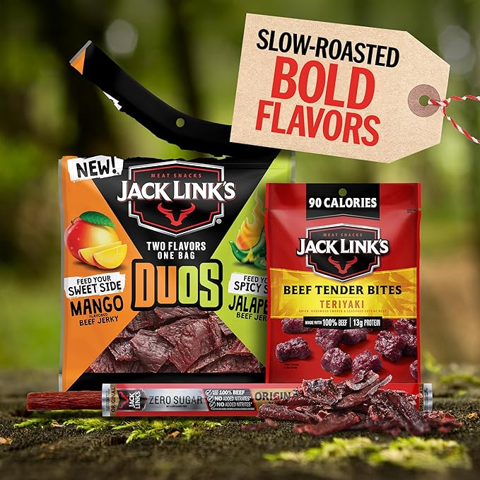 Jack Link’s DUOs Gift Box – Includes Beef Jerky Chicken &amp Tender Bites &amp Sticks Great Protein Gifts for Dad Men or Meat Lovers Ideal for Holidays &amp More – 11-Piece Beast Snack Variety