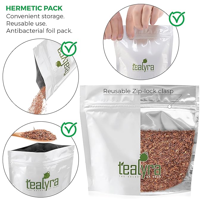 Tealyra - Rooibos Earl Grey - 25 Bags - Caffeine-Free - Herbal Loose Leaf Tea - Red Bush Tea with Bergamot oil - Claming and Relaxing Blend - Pyramids Style Sachets…