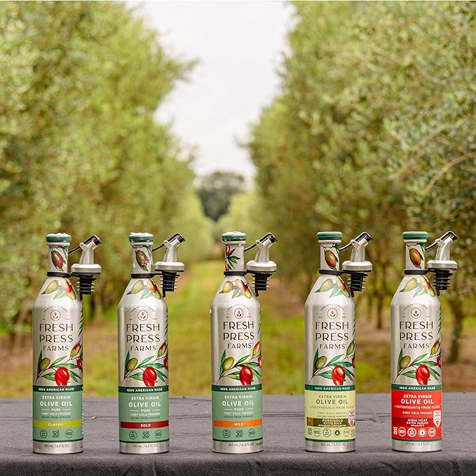 Fresh Press Farms Cold Pressed Mild Extra Virgin Olive Oil 16.4 Fl Oz (Pack of 2) Georgia Grown 100% American Made Unrefined Certified Whole30 Non-GMO Keto Paleo Gluten Free