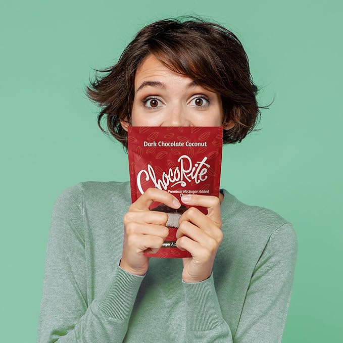 ChocoRite Dark Chocolate Coconut | No Added Sugar | Gluten Free Soy Free Non-GMO | No Sugar Alcohols | Pack of 6 Pouches