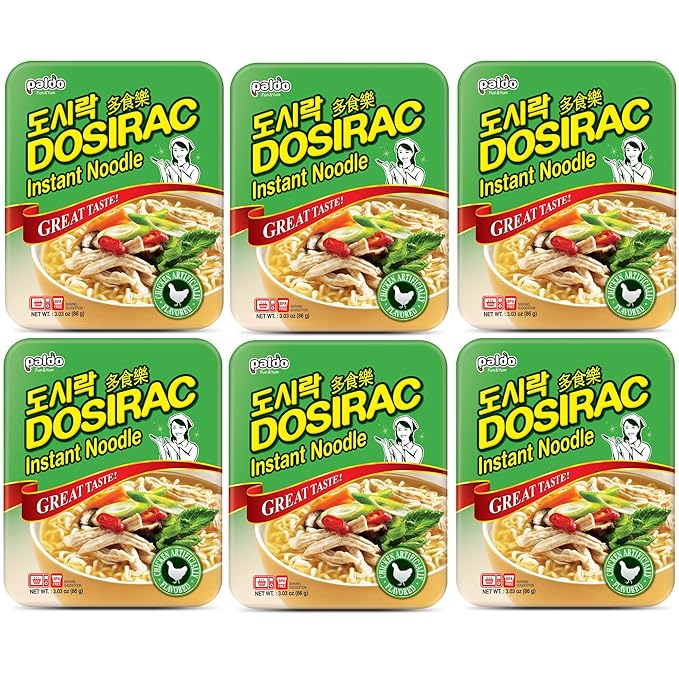 Paldo Fun &amp Yum dosirac instant noodle soup (artificial chicken flavor) - 3.03oz (Pack of 6)