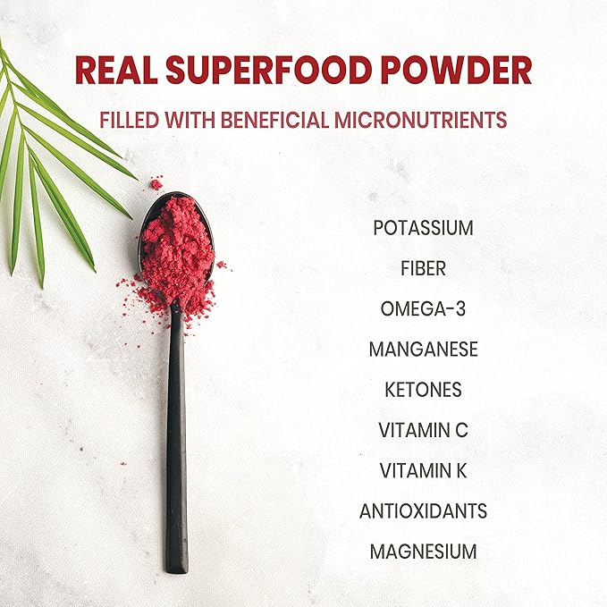 Jungle Powders Freeze Dried Raspberry Powder 7 Ounce Bag Powdered Unsweetened Freeze Dried Raspberries Additive Filler and GMO-Free Red Superfood Extract for Baking