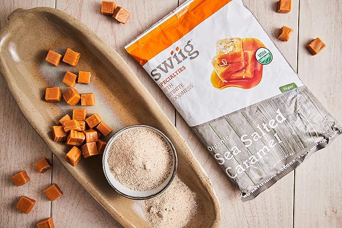 swiig Flavor Fusion Organic Sea Salted Caramel Vegan No GMO Ingredients No Artificial Colors Flavors or Sweeteners No Gluten 3.25 lbs Bag