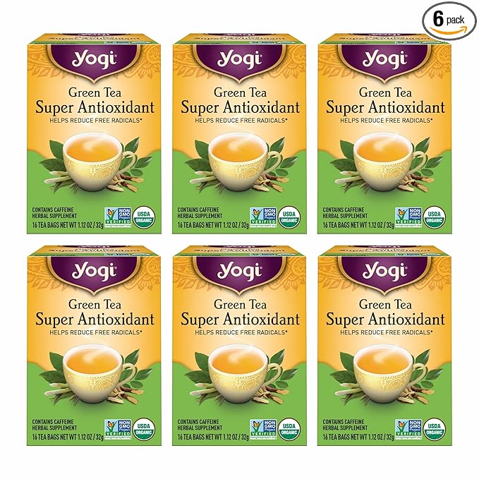 Yogi Tea - Green Tea Super Antioxidant (6 Pack) - Organic Green Tea Blend to Support Overall Health - 96 Tea Bags
