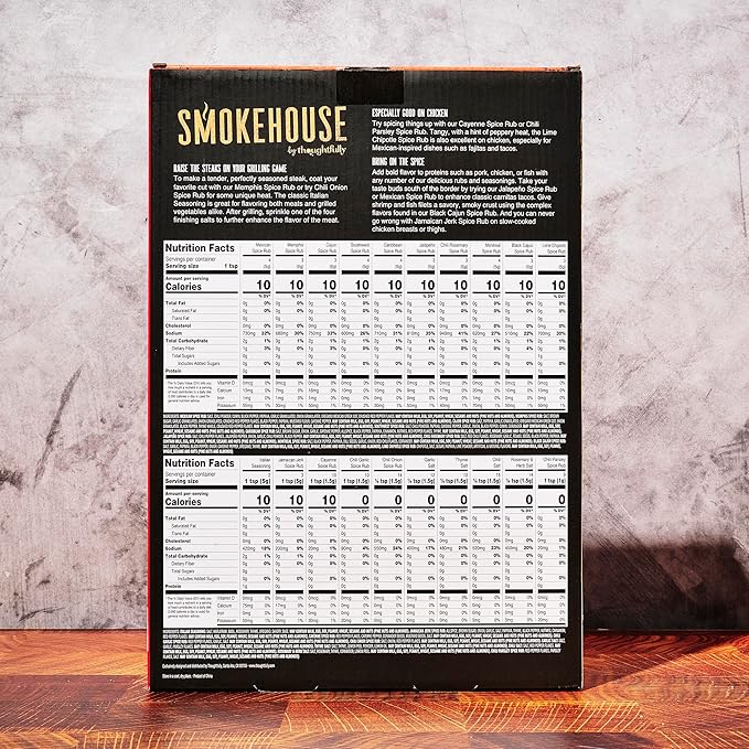 Smokehouse by Thoughtfully Gourmet Ultimate Grilling Spice Set with Birthday Wrap Includes 20 BBQ Seasonings &amp Rubs Like Chili Garlic Italian and Cajun Gift for Him Dad or Grill Lovers
