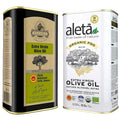 Aleta Organic and Ellora Farms Certified Single Estate PDO Extra Virgin Olive Oil Crete Greece 1 Ltr. (33.8 oz) Each Tin Combo Pack