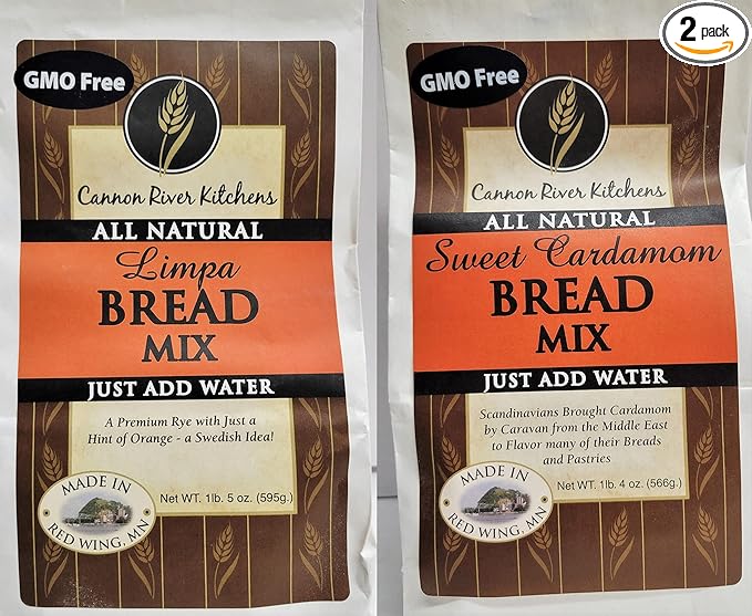 Swedish Bread Mix Combo Pack - Limpa and Sweet Cardamom Flavors - 1 of Each