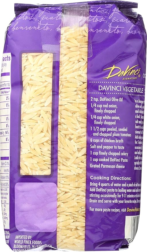DaVinci Signature Orzo 16 Ounce Resealable Bags (Pack of 12)