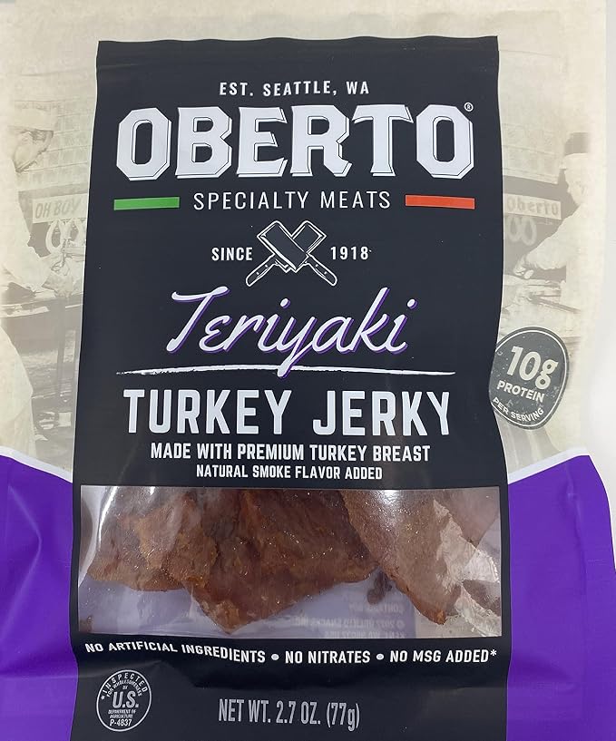 Oberto's Teriyaki Smoke Flavored Premium Turkey Breast Jerky Bundled With Kokobunch Kit 4-2.7oz