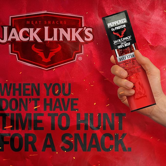 Jack Link's Beef Steak Peppered - Protein Snacks Meat Snack with 11g of Protein Made with 100% Beef Individually Wrapped Bulk Snack Pack Keto Friendly - 1 Oz. (12 Count)