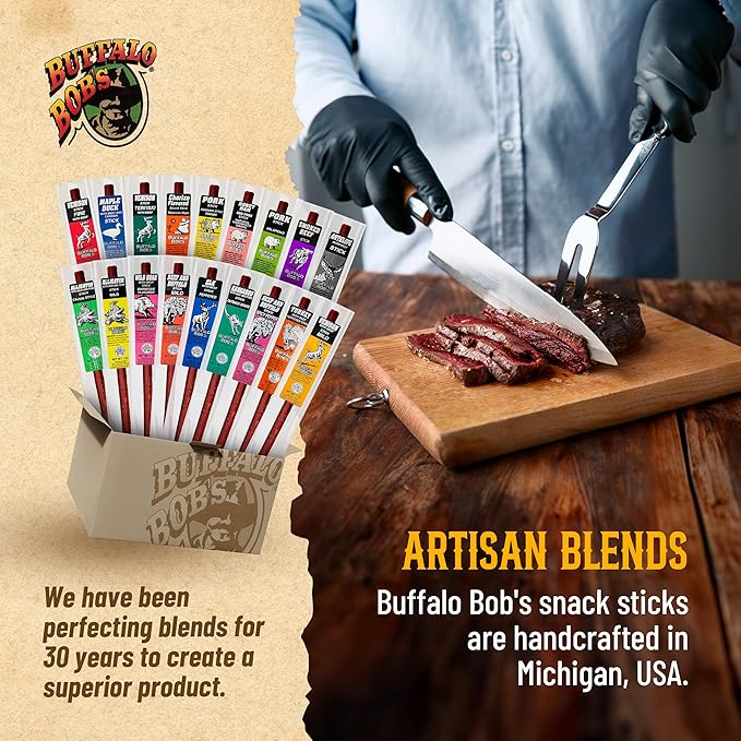 Buffalo Bob's Wild Game Meat Snack Stick - Venison Fire Stick 10 Pack