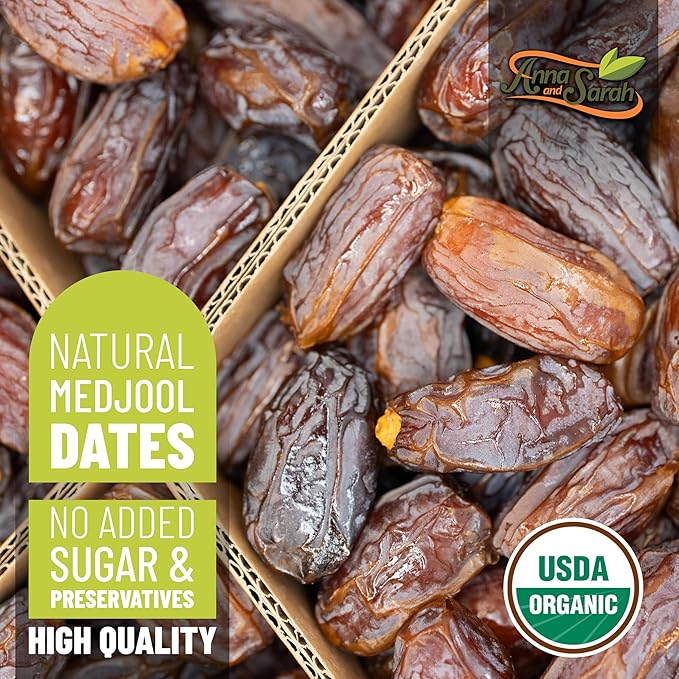 Anna and Sarah 11 Lbs Organic Jumbo Medjool Dates Kosher No Sugar Added Natural Dried Dates in Box 160 Oz