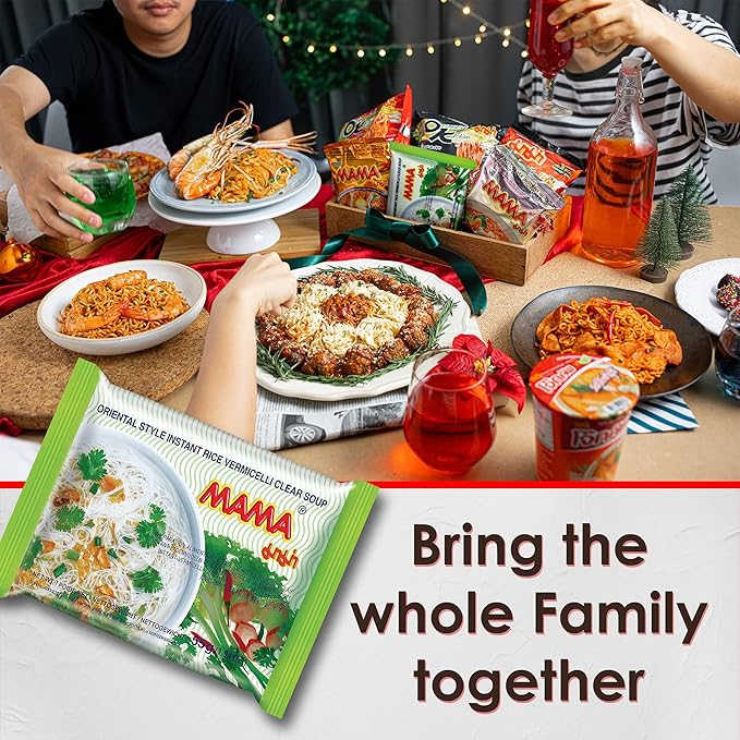 MAMA Noodles Vermicelli Clear Soup Instant Rice Noodles w/Delicious Thai Flavors Hot &amp Spicy Noodles No Trans Fat w/Fewer Calories Than Deep Fried Noodles 30 Pack
