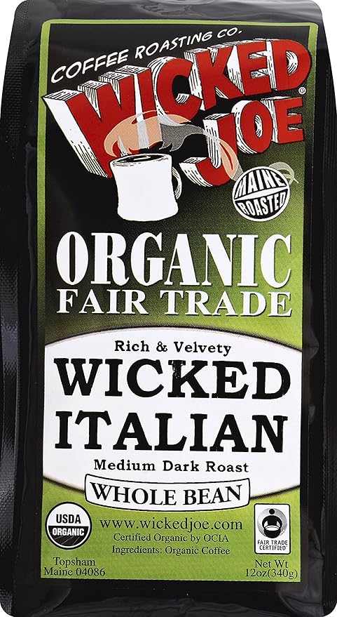 Wicked Joe Coffee Organic Whole Bean Medium Dark Roast Wicked Italian