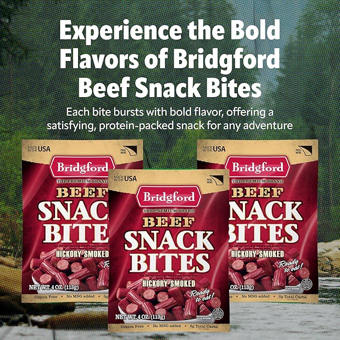 Bridgford Beef Snack Bites 4 oz Pack of 6 - Ready-to-Eat Snacks for On-the-Go Snacking - Gluten-Free Zero Carbs Meat Snacks for Adults - Keto Beef Snack Bites for Your Keto Diets