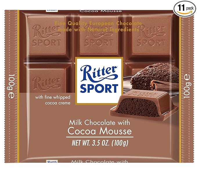 Ritter Sport Milk Chocolate with Cocoa Mousse 3.5-Ounce (Pack of 11)