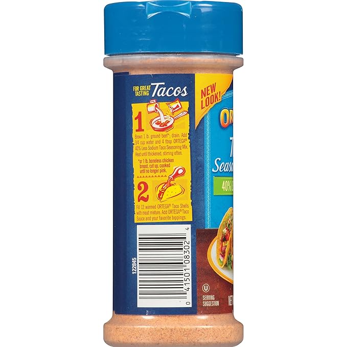 Ortega Seasoning Mix Reduced Sodium Taco 4.3 Ounce (Pack of 12)