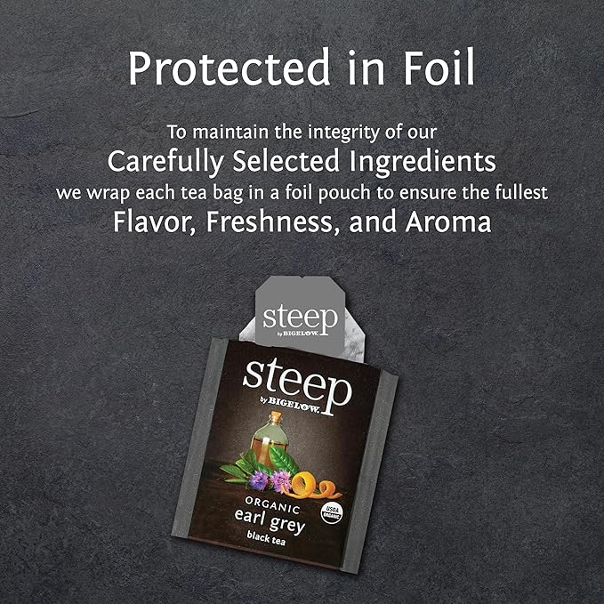 steep by Bigelow Organic Earl Grey Black Tea 20 Count (Pack of 6) 120 Total Tea Bags