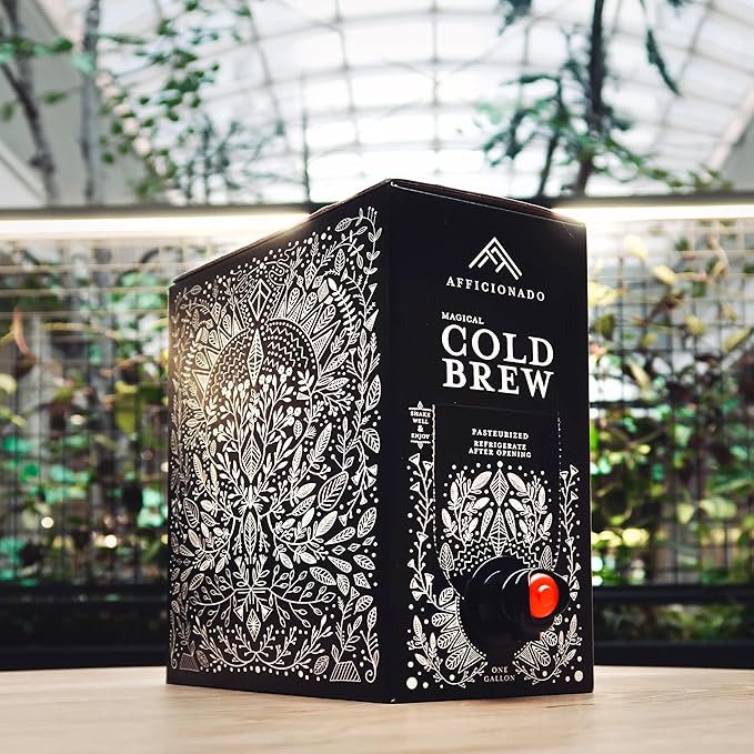 Afficionado Coffee Roasters | Magical Cold Brew | 1 Gallon | Bag in Box | Single Origin Peruvian Coffee | Medium Roast | Ready to Drink | Pasteurized &amp Shelf-Stable
