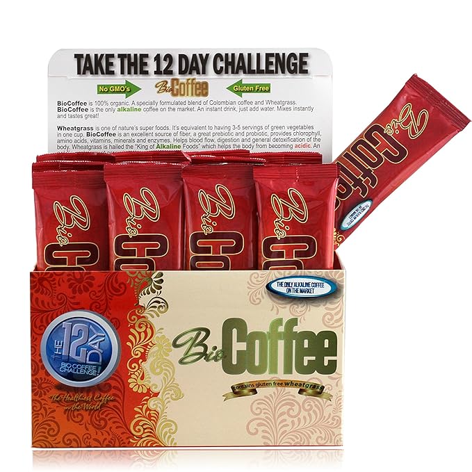 Bio Coffee- First Organic Instant Non-dairy Alkaline Coffee (2 Boxes 32 total sachets)