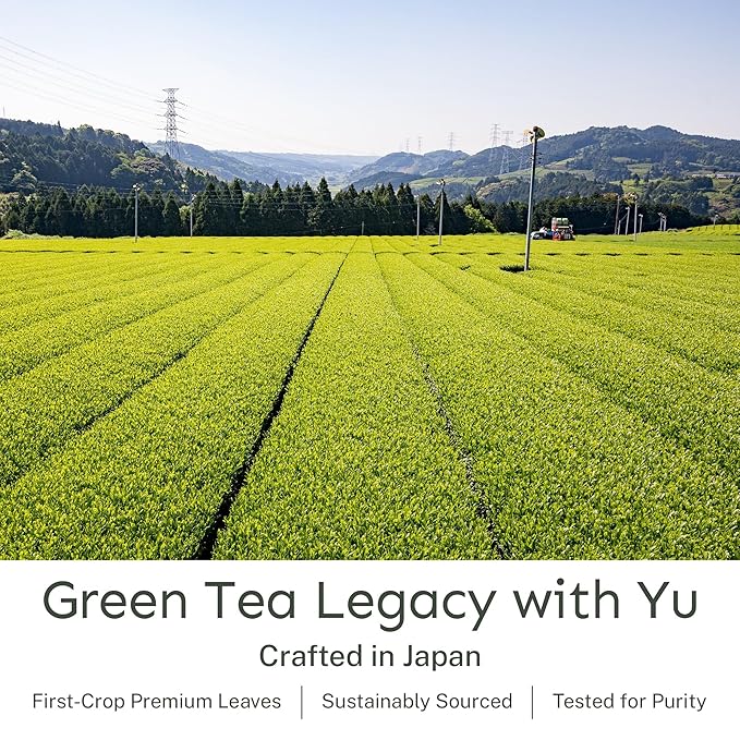 Yu Tea Organic Genmaicha Green Tea Powder 75 Servings | Japanese Green Tea &amp Roasted Brown Rice | Low Caffeine &amp Unsweetened | Relaxation Antioxidants &amp Digestion | Resealable Pouch 2.6