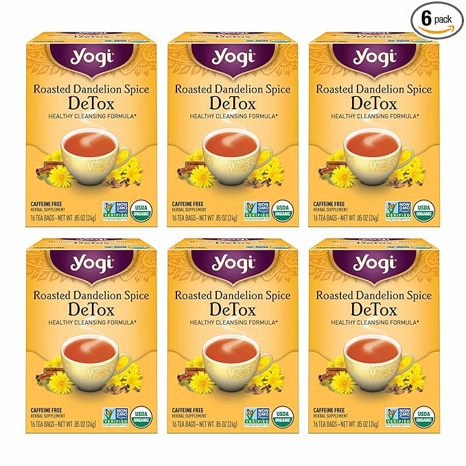 Yogi Tea Roasted Dandelion Spice DeTox Tea - 16 Tea Bags per Pack (6 Packs) - Organic DeTox Tea - Includes Roasted Dandelion Root Dandelion Root Cinnamon Bark Cocoa Shell &amp More