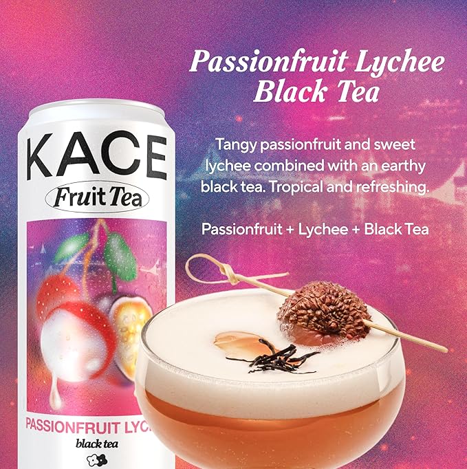 Passionfruit Black Iced Tea Tropical Blend with Sweet Lychee and Tangy Passionfruit Refreshing Earthy and Aromatic IceTea Beverage Inspired by Taiwan Night Markets - 12-Pack of 320ml