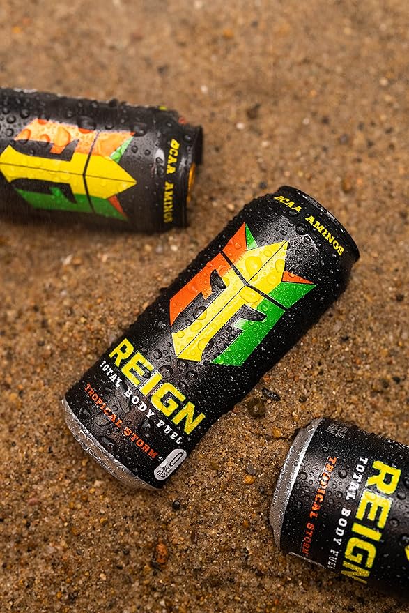 REIGN Total Body Fuel Tropical Storm Fitness &amp Performance Drink 16 Fl Oz (Pack of 12)