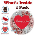 Valentine's Chocolate Candy Gift Box Hershey Milk Chocolate Kisses Assortment in Red and Silver Foils Heart Adorned 6 Sectional Tray Gift Basket for Wife Husband Couples Friends Men and Women
