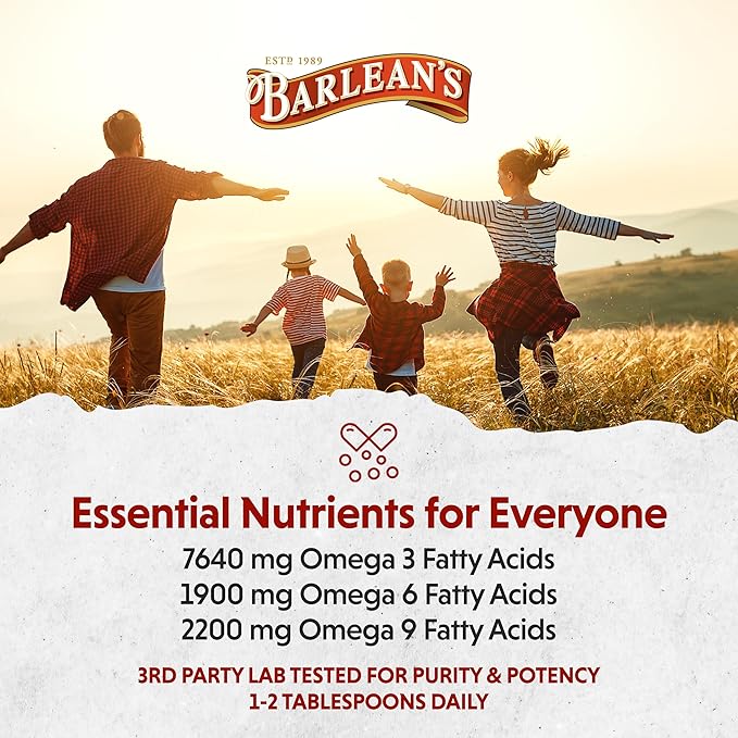 Barlean's Organic Flaxseed Oil Liquid from Fresh Cold Pressed Flax Seeds 7640mg ALA Omega 3 Fatty Acid Supplement for Healthy Hair Skin and Eyes Vegan and Gluten Free 12 oz