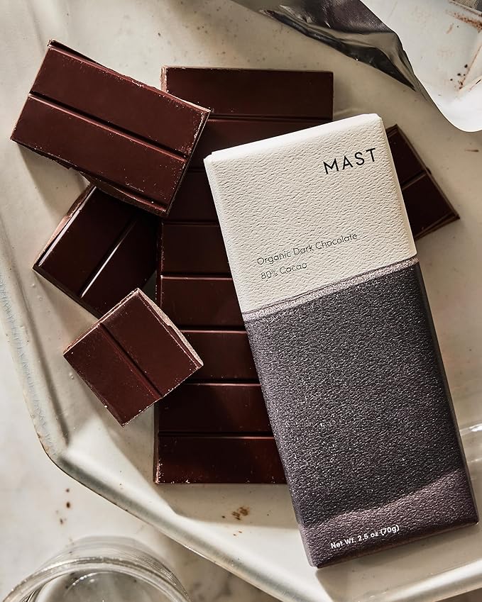 Mast Chocolate Bars | 6 pack | Organic Kosher | Classic 2.5oz each (6 Bars Organic Dark Chocolate 80% Cacao)