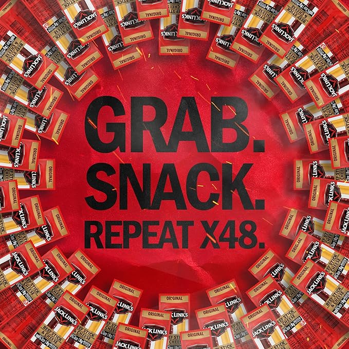 Jack Link's Original Beef &amp Cheese Combo Classic Snack Pack Made with 100% Beef and Real Wisconsin Cheese 8g protein Individually Wrapped Snacks - 1.2 Ounce (Pack of 48)
