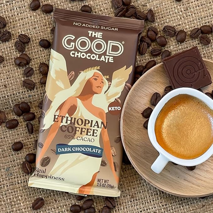 THE GOOD CHOCOLATE – Coffee Dark Chocolate Bars with Zero Sugar &amp Lower Net Carbs – Keto Chocolate Bar with Lower Calories All Natural and Non-GMO Keto Snacks 2.5 oz (6 Bars Value Pack)