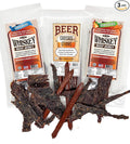 WhiskeyJerky.com Beef Jerky and Sausage Sticks Marinated in Whiskey Variety 3-Packs Jerky Gifts for men (Orig &amp Habanero Whiskey Jerky/Beer Sausage)