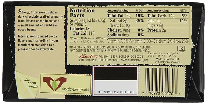 Strong Dark Chocolate 70% (12 Bars) 3.20 Ounces