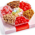 NUT CRAVINGS - Easter Mixed Nuts &amp Heart Candy Gift Basket in Red Gold Box (7 Assortments 1 LB) Ramadan Gifts Saint Patrick's Treats for Adults Food Arrangement Healthy Snack Care Package Kos